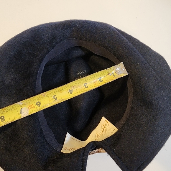 Adolfo Realites Paris Chic Navy Blue Boody  Hat with Feather main image 7